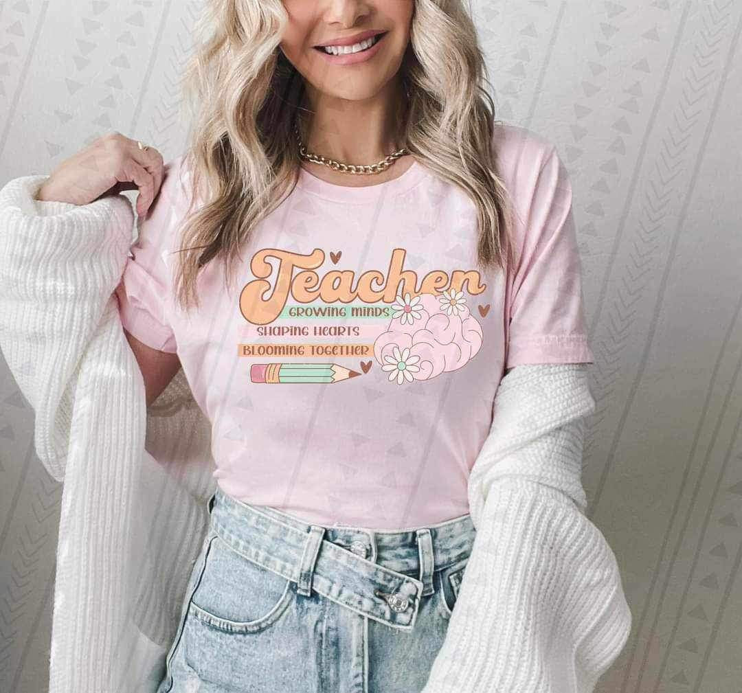 Teacher growing minds shaping hearts blooming together 19109 DTF TRANSFERL