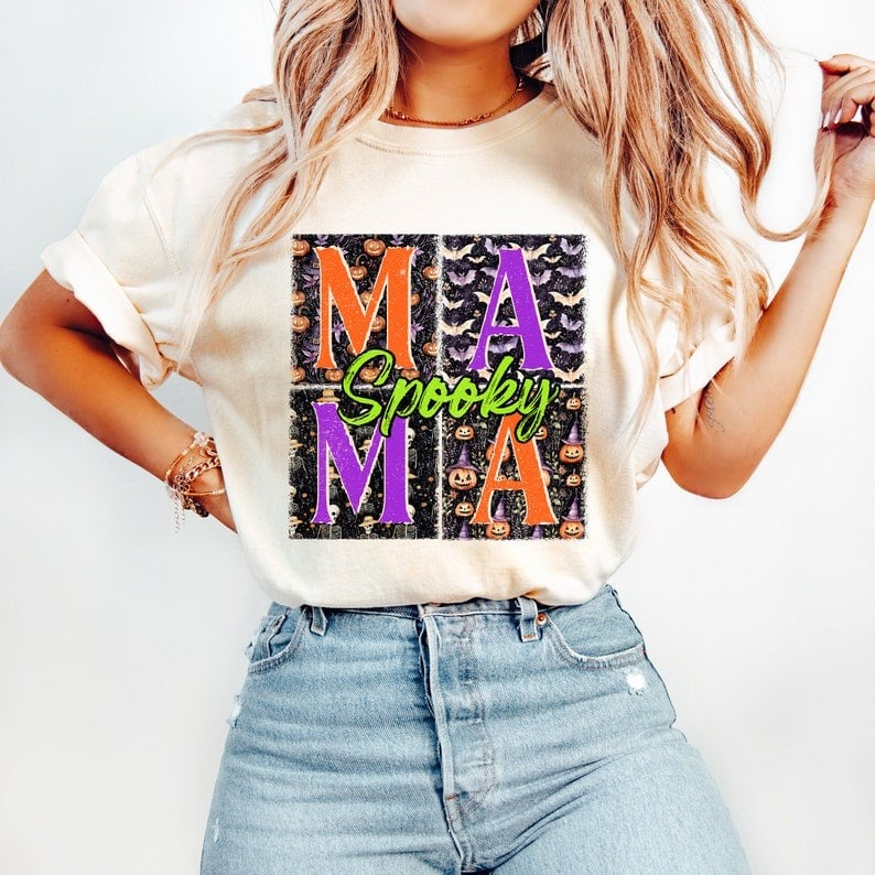 Spooky mama black blocks 37651 DTF transfer