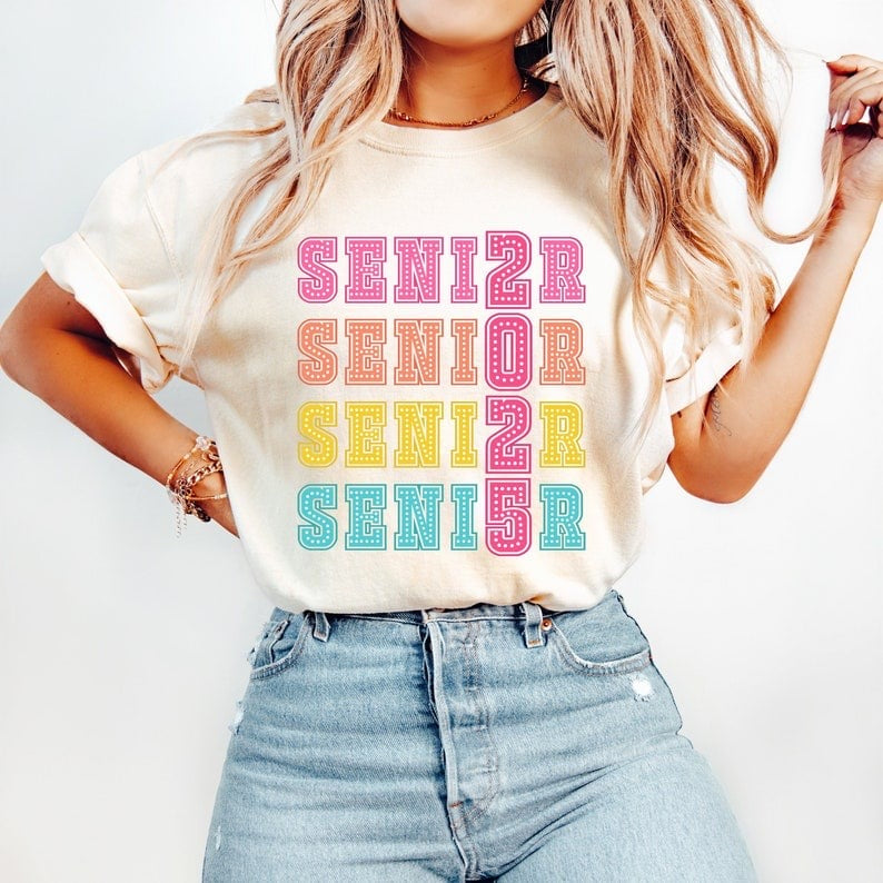 Senior 2025 colorful stacked 37714 DTF transfer
