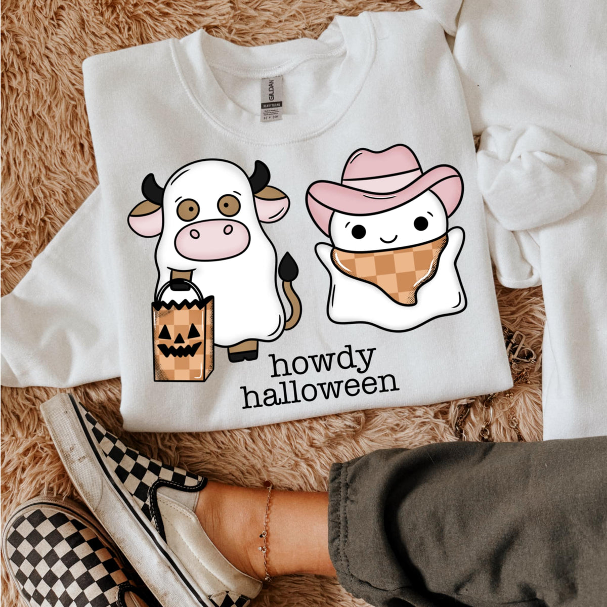 Howdy Halloween with ghost cow CMD Collage DTF transfer