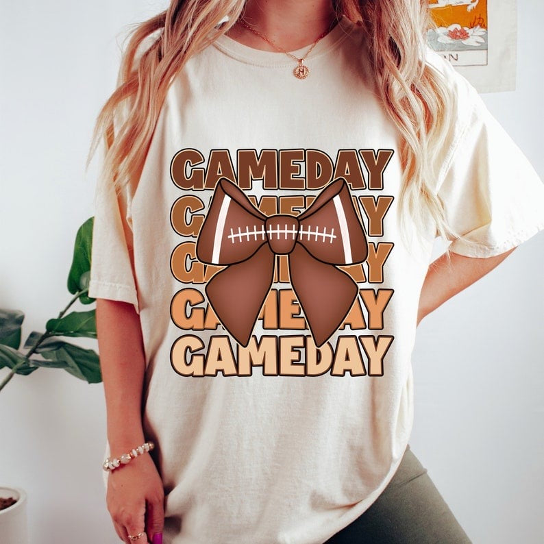 Game day stacked football bow 37722 DTF transfer