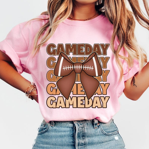 Game day stacked football bow 37722 DTF transfer