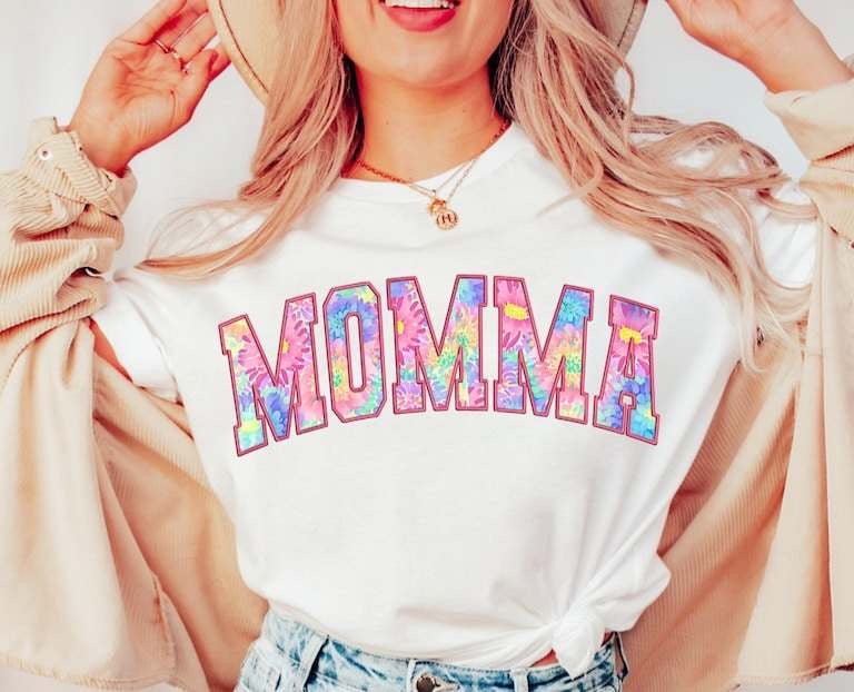 Momma floral tie dye 27524 DTF transfer