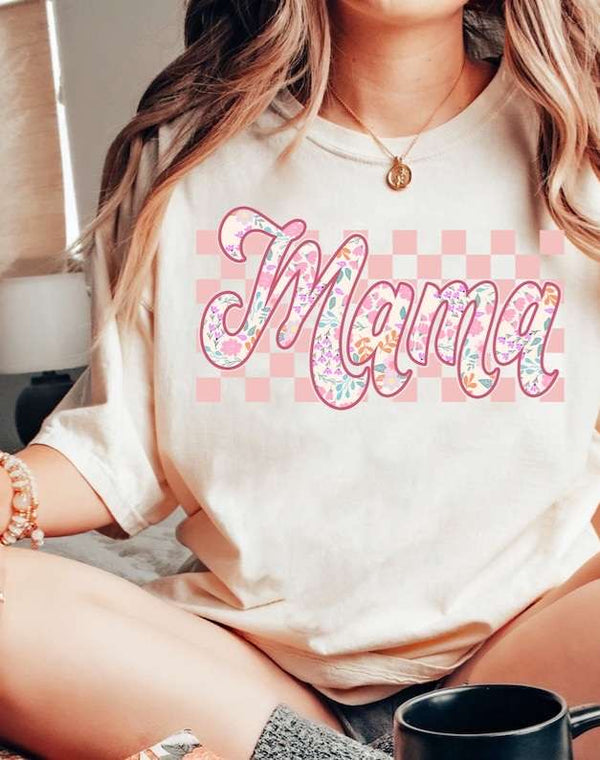 Mama floral checkered background 27521 DTF transfer