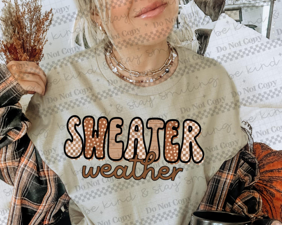 Sweater Weather Checker CMLD DTF transfer