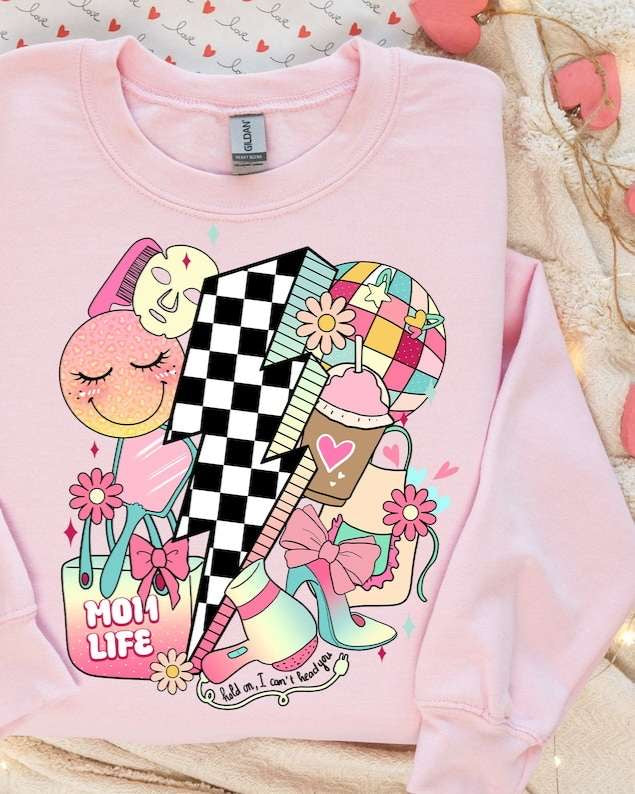 Mom life retro bolt 27518 DTF transfer