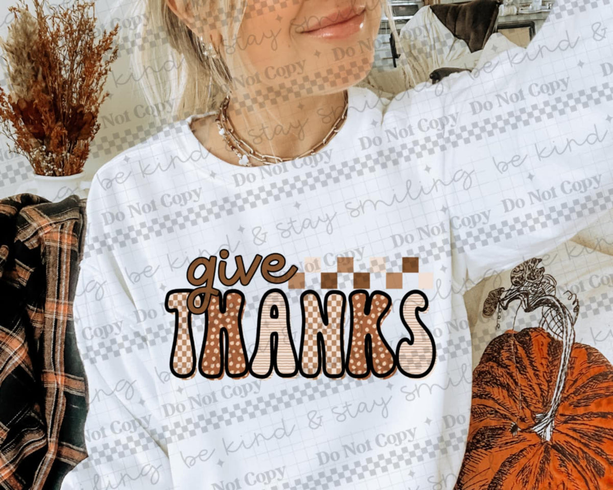 Give Thanks Checker CMLD DTF transfer