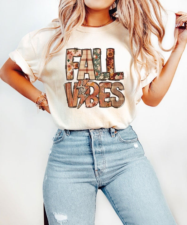 Fall vibes fall patterned 37589 DTF transfer