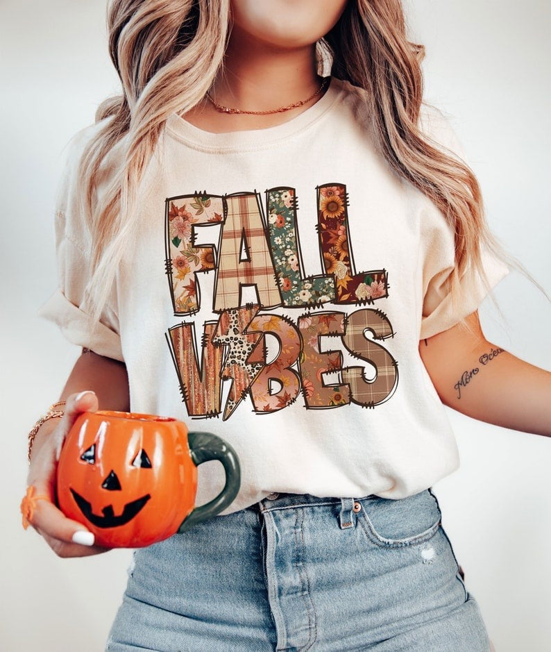 Fall vibes fall patterned 37589 DTF transfer