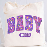 Baby hood purple floral embroidery 27570 DTF transfer