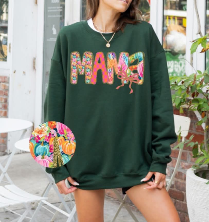 Mama with colorful pumpkin font (s&g) DTF transfer