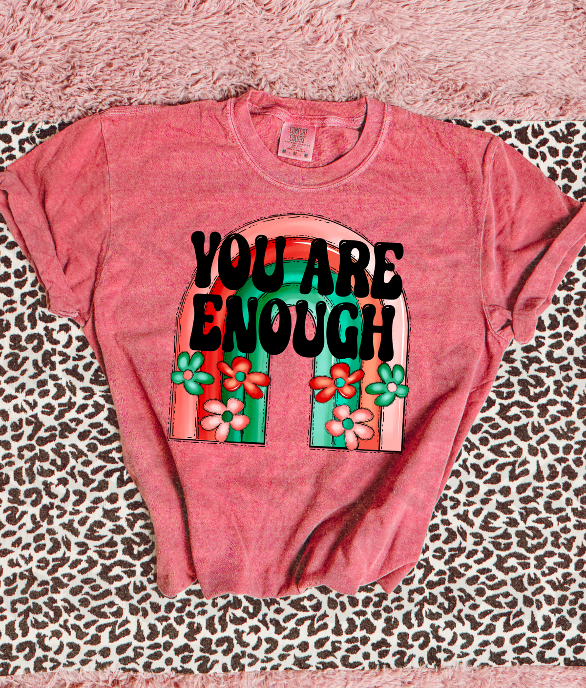 You are enough (rainbow and flowers) 13820 DTF transfer