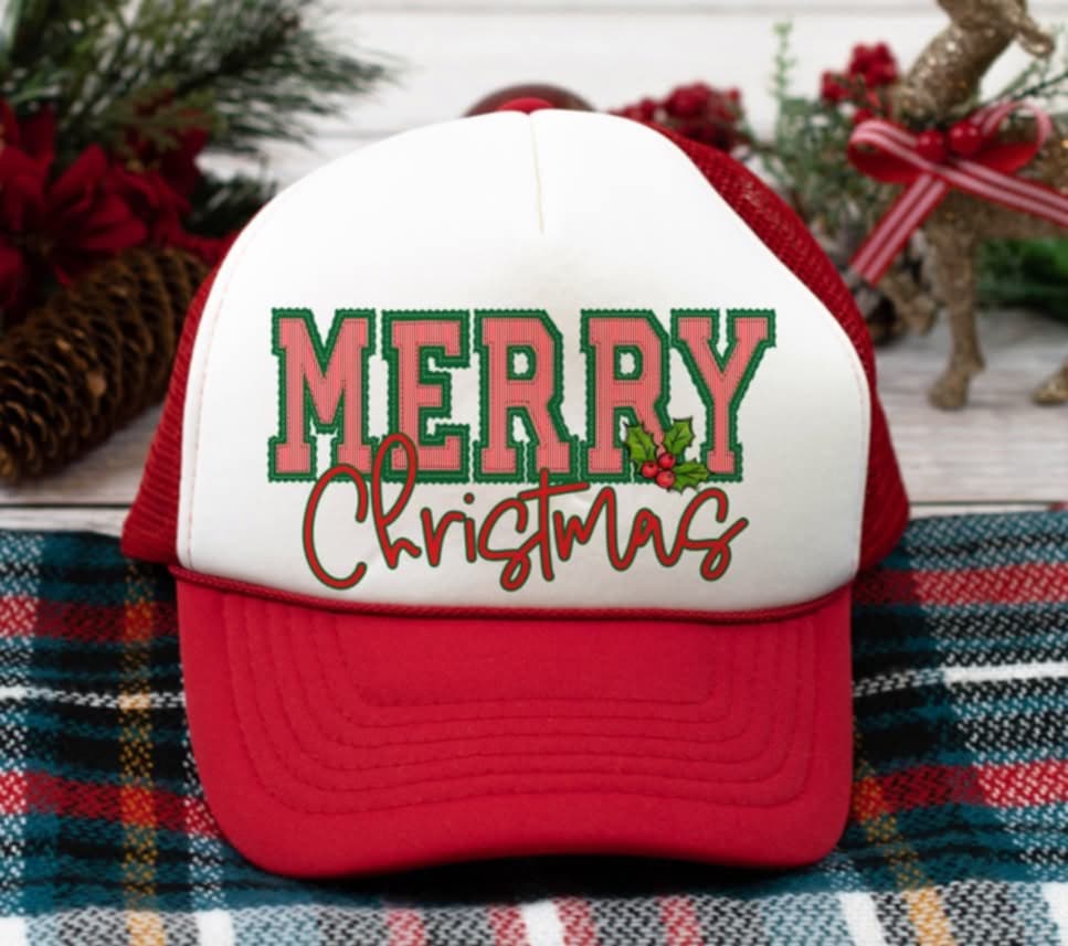 Merry Christmas with Holly leaves (s&g) DTF transfer