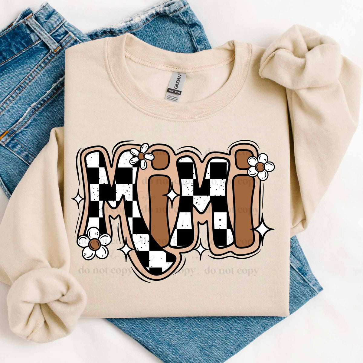 Mimi checkered and brown (CSC) 75311 DTF transfer