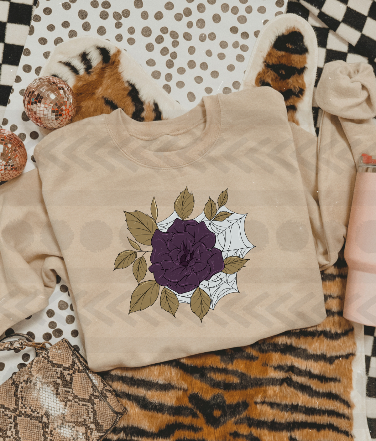 rose and cobwebs (has a matching print) 13814 DTF transfer