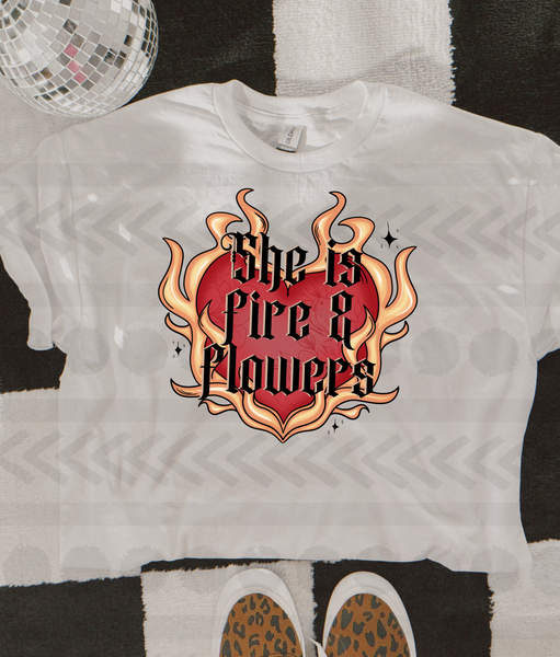She is fire and flowers 13811 DTF transfer