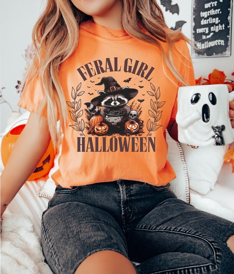 Feral girl Halloween raccoon 37628 DTF transfer