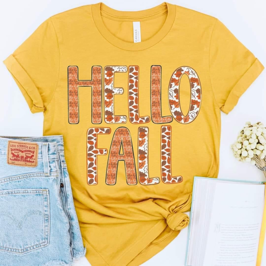 Hello fall patterned 37599 DTF transfer