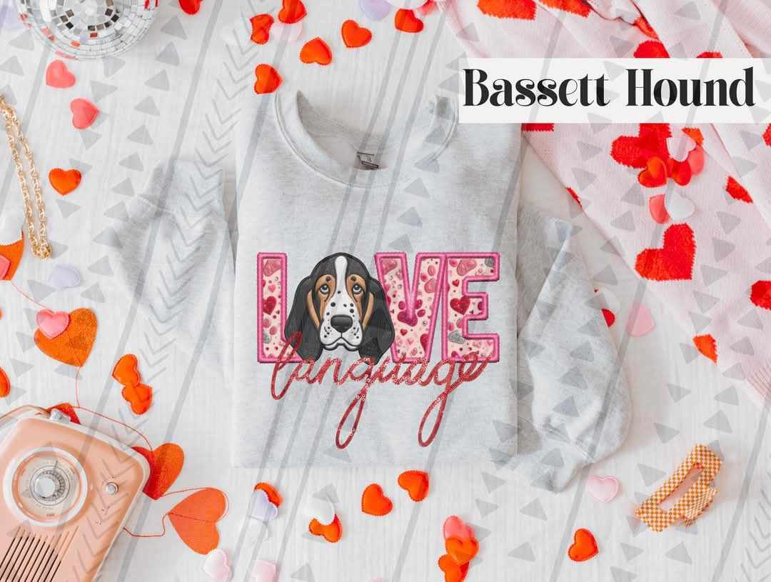 Love language basset hound 75417 DTF transfer