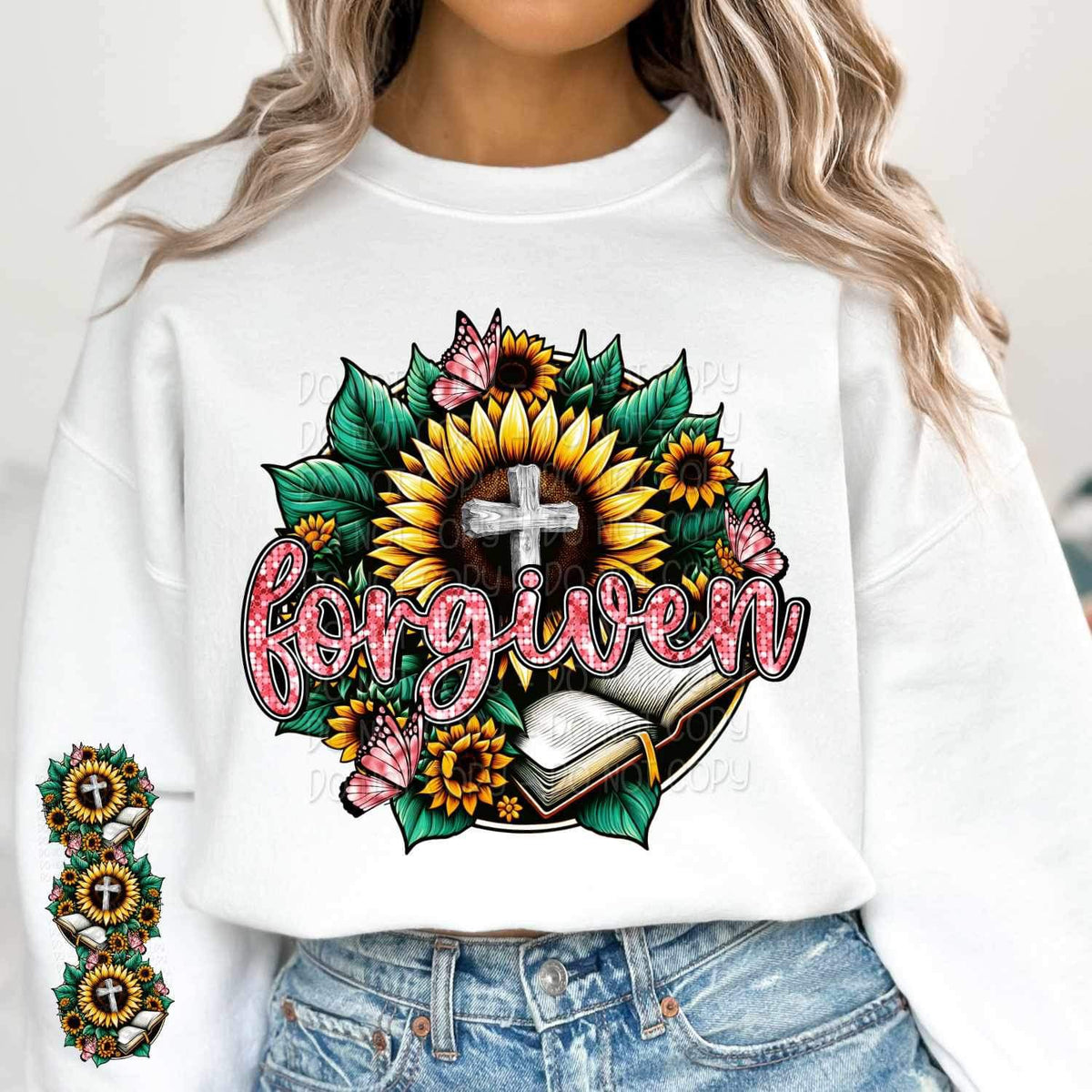 Sunflower and bible SLEEVE 19232 DTF TRANSFER