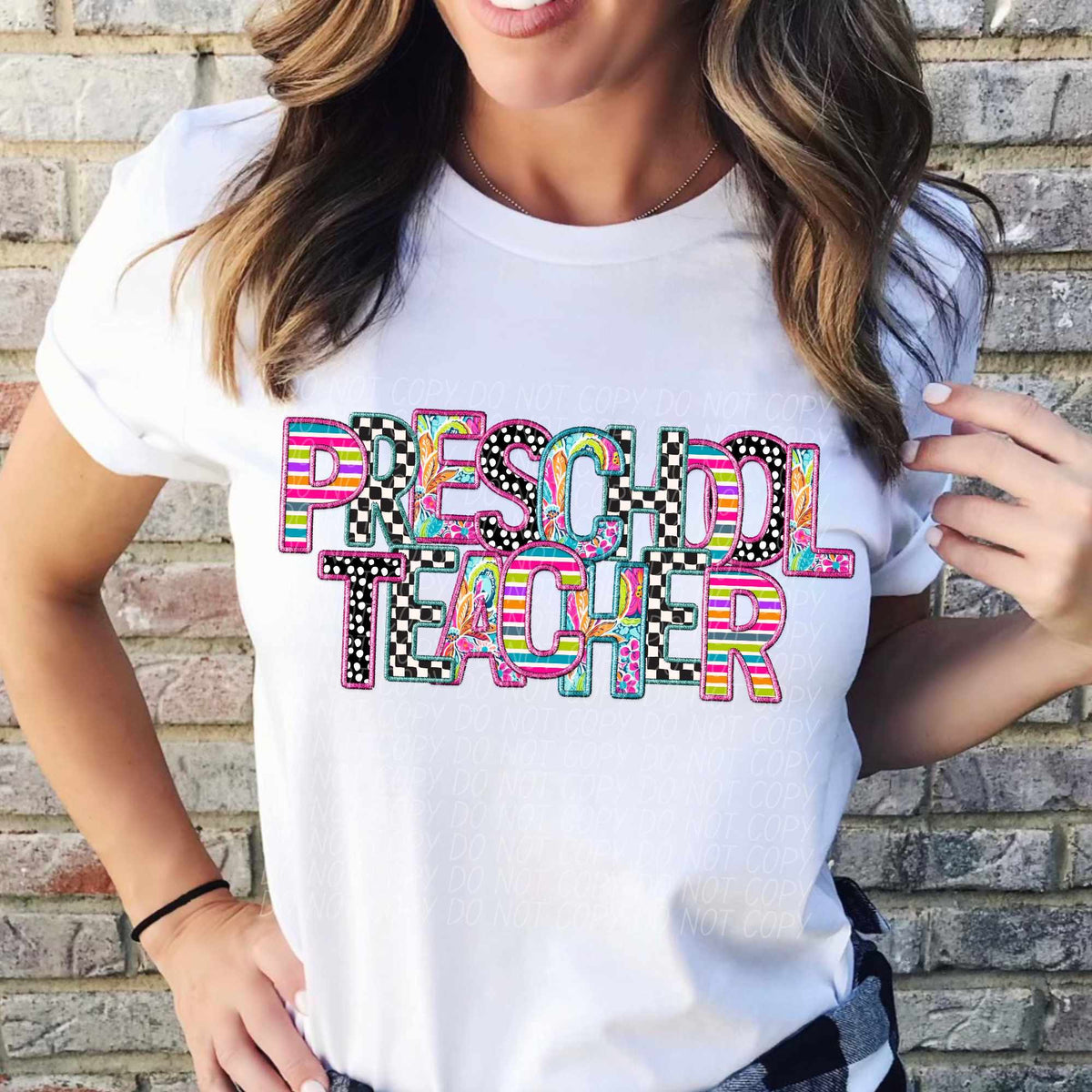 Preschool teacher colorful patterns (CITY) 37816 DTF transfer