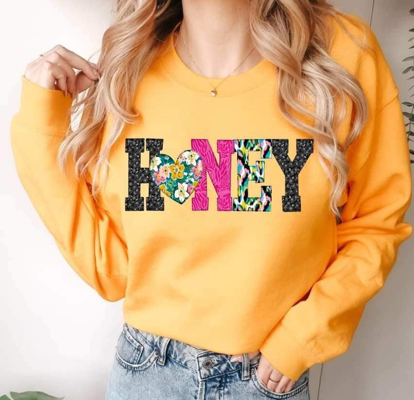 Honey  patterned print 19290 DTF TRANSFER