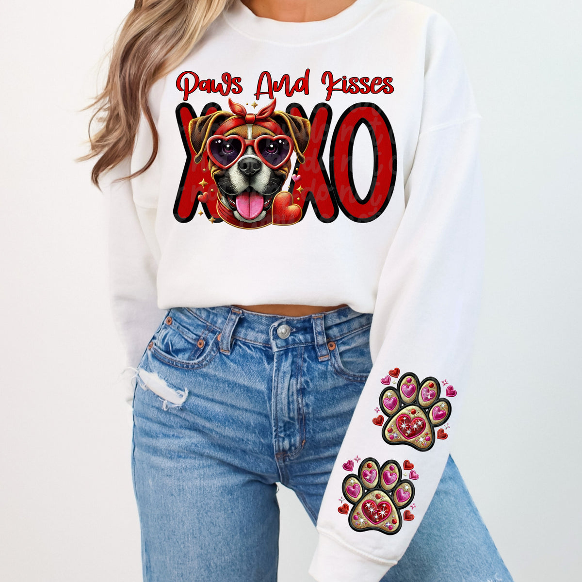 Paws and kisses boxer FRONT 75699 DTF transfer