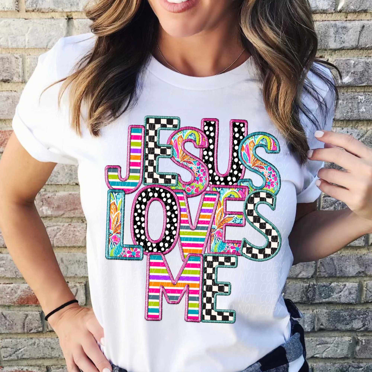 Jesus loves me colorful patterns (CITY) 37847 DTF transfer