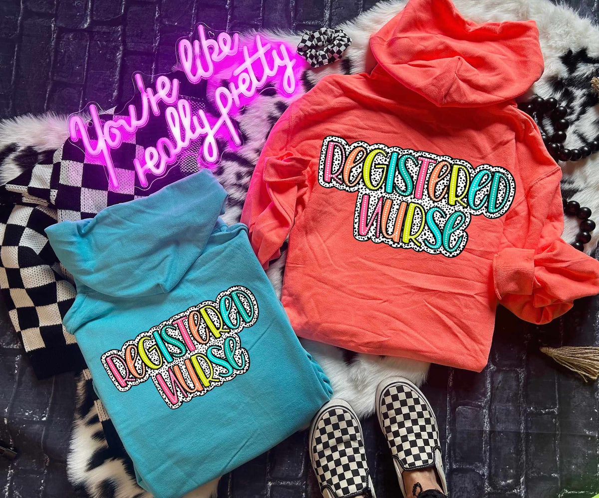 Registered Nurse dotted background 27630 DTF transfer