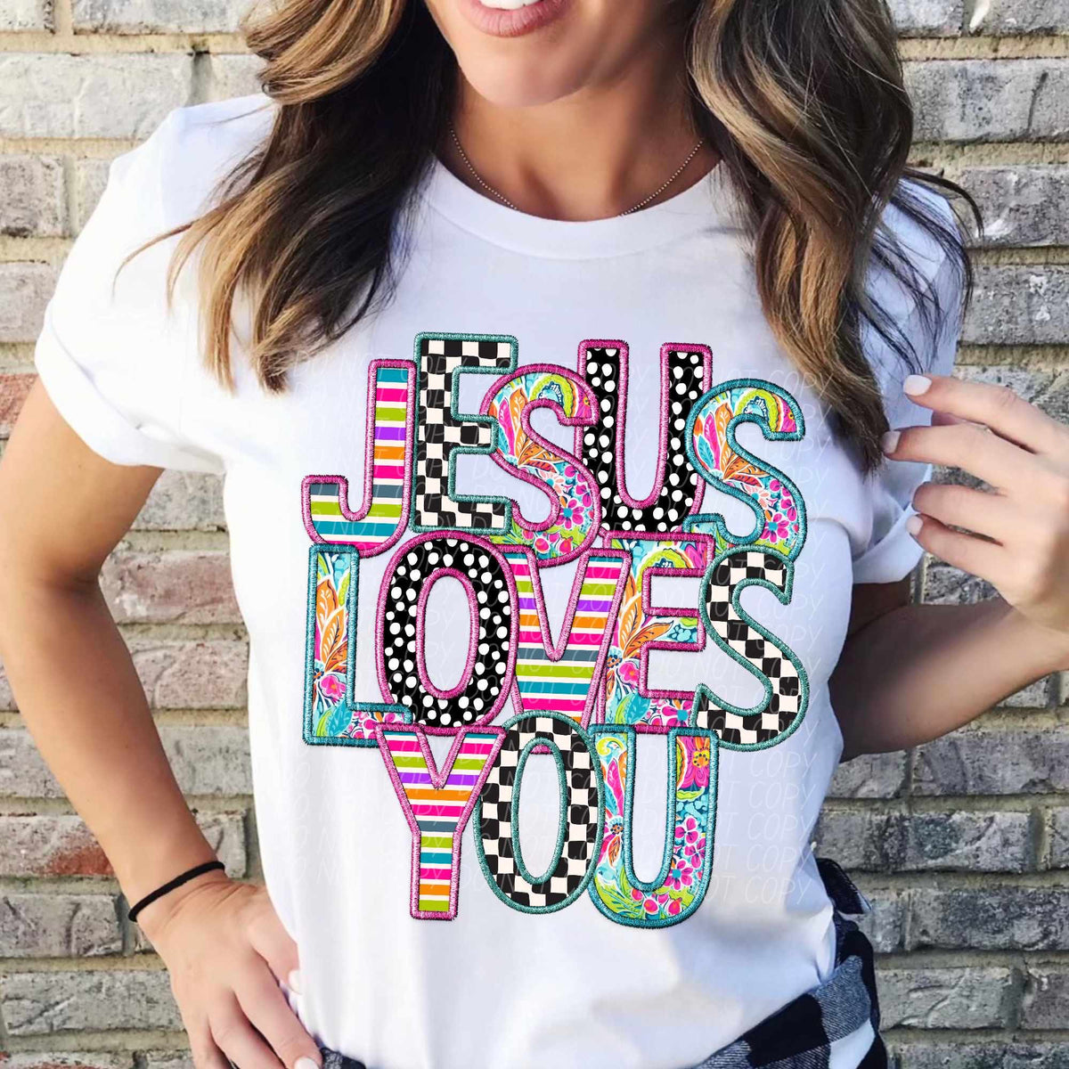 Jesus loves you colorful patterns (CITY) 37843 DTF transfer