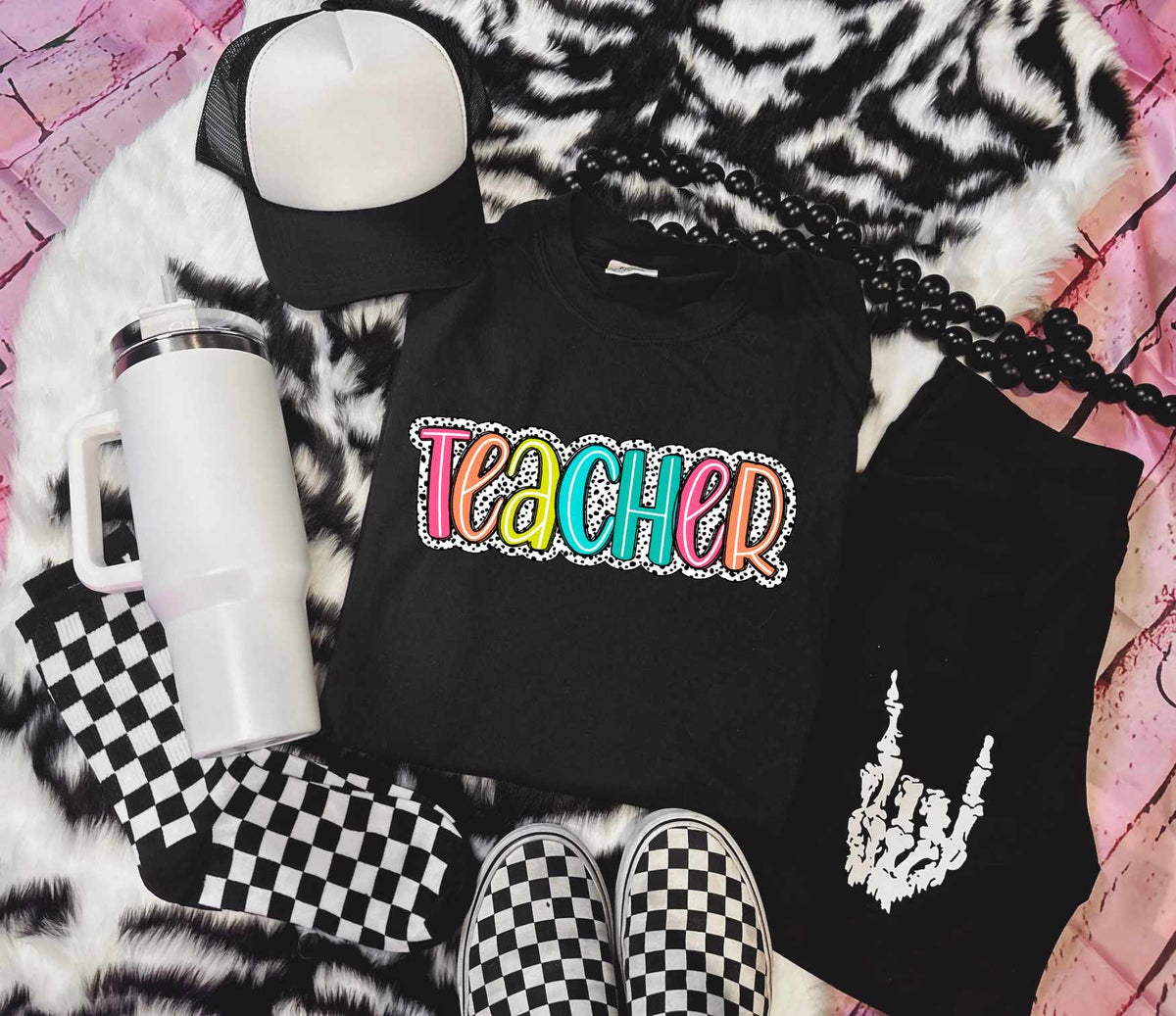 Teacher dotted background 27626 DTF transfer