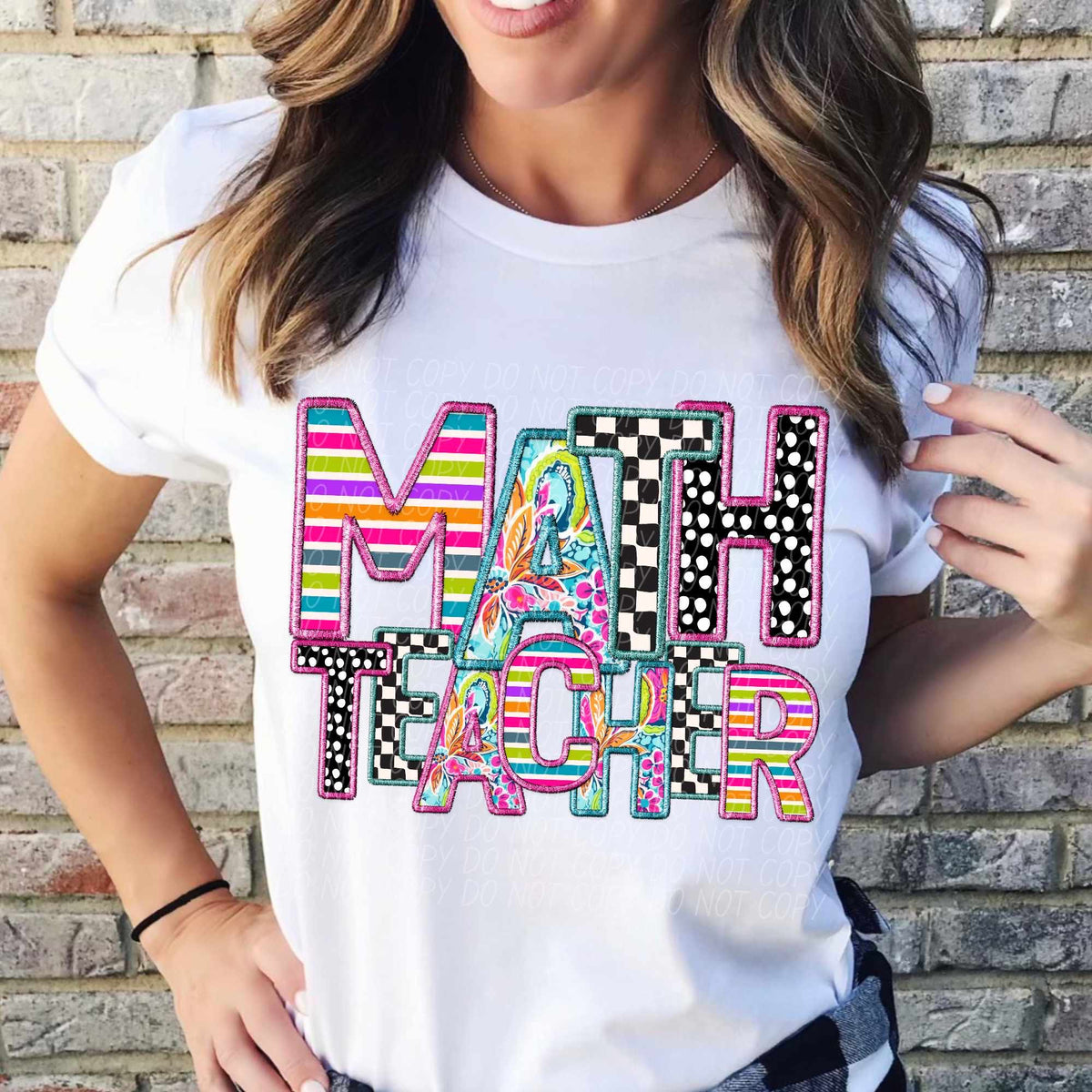 Math teacher stacked colorful patterns (CITY) 37808 DTF transfer