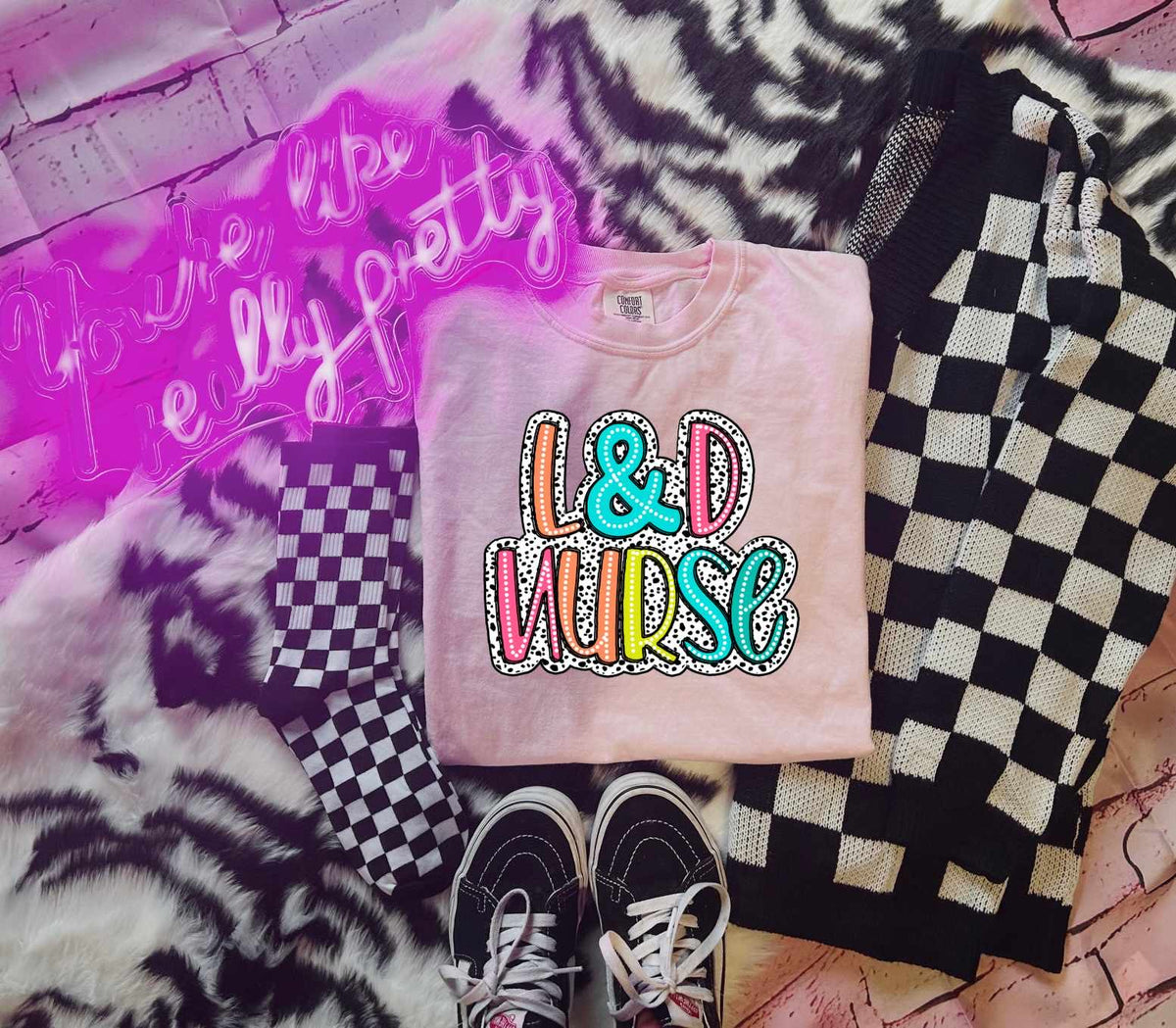 L&D Nurse dotted background 27629 DTF transfer