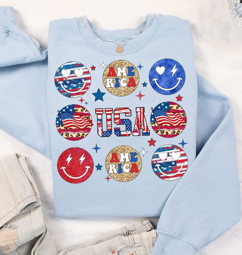 USA happy faces 27621 DTF transfer