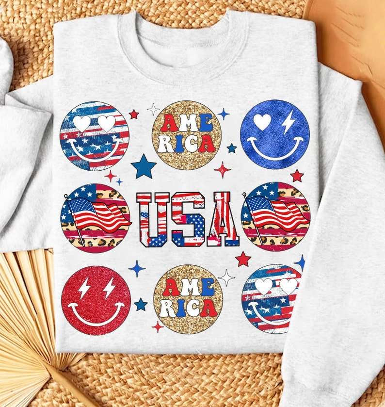 USA happy faces 27621 DTF transfer