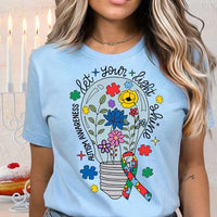 Autism awareness let your light shine light bulb 27641 DTF transfer