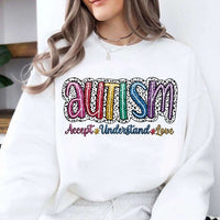 Autism glittery words dotted backing 27640 DTF transfer