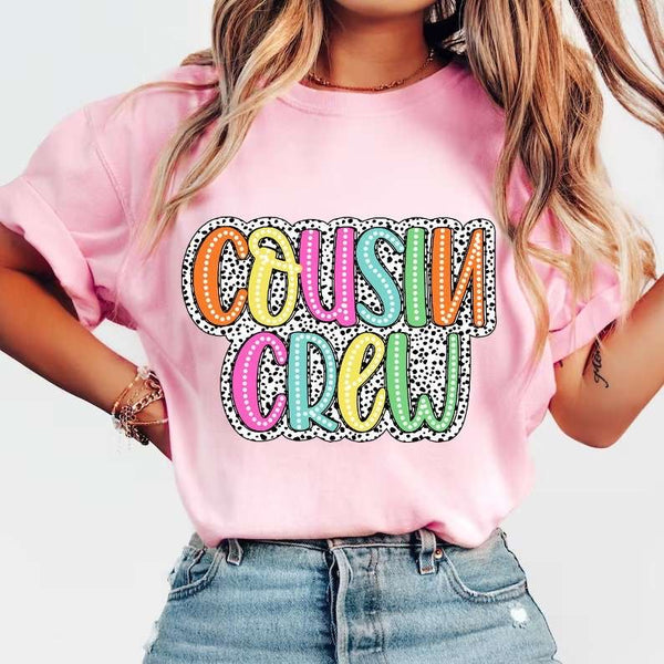 Cousin crew dotted background 27635 DTF transfer