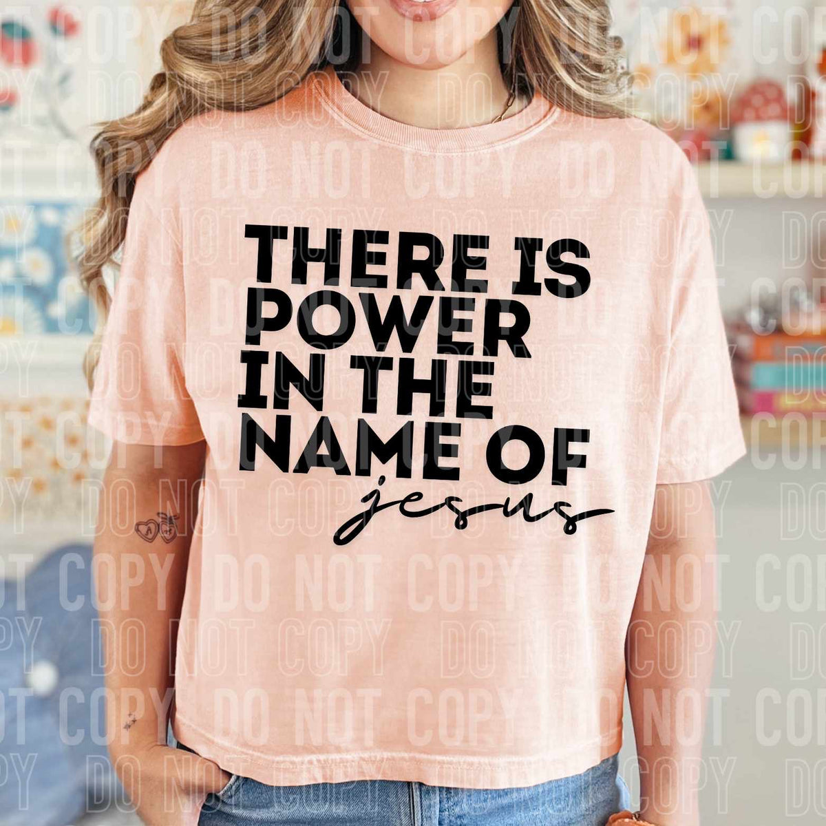 There is power in the name of jesus BLACK (SBB) 37887 DTF transfer