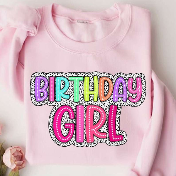 Birthday girl dotted background 27633 DTF transfer