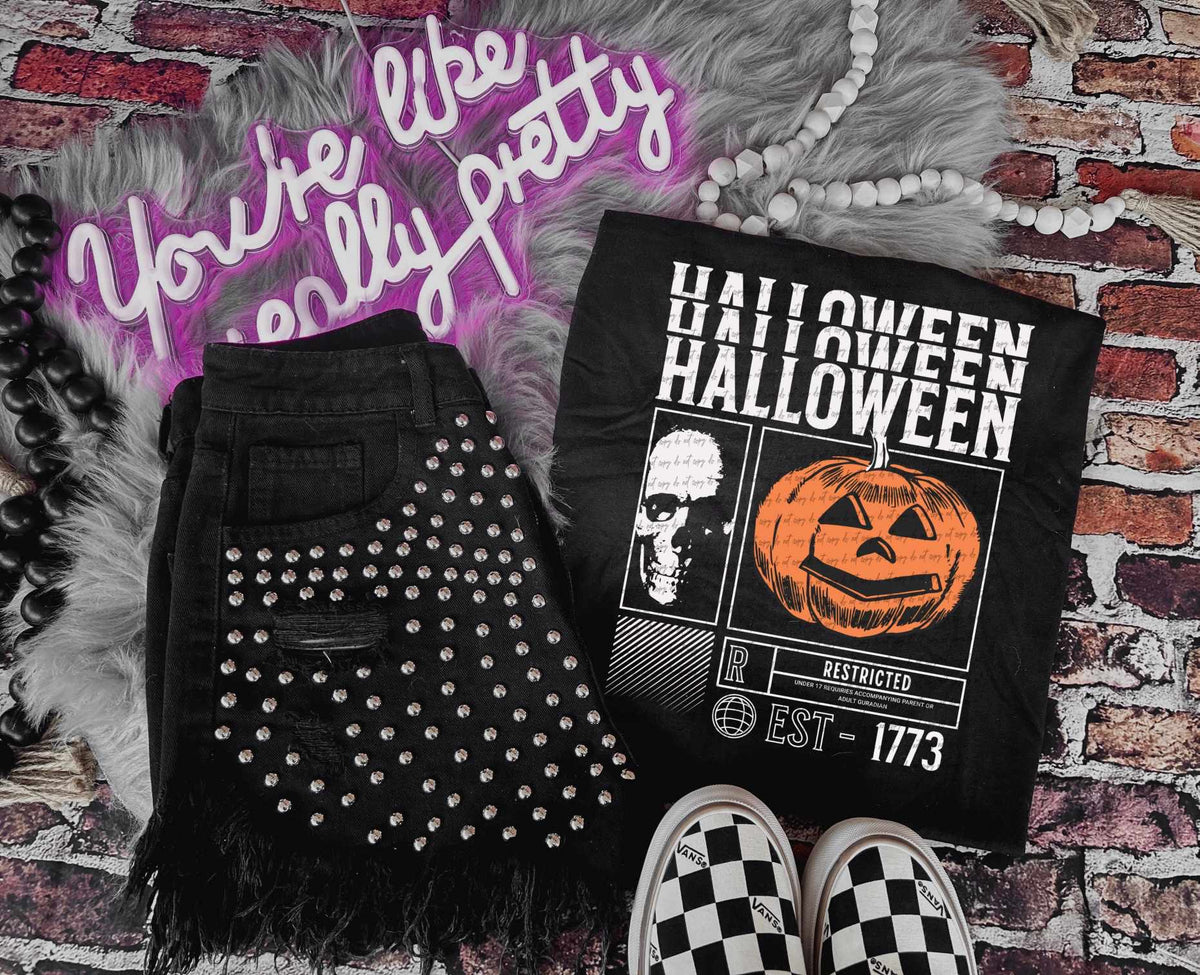 Halloween stacked skull and pumpkin 39145 DTF transfer