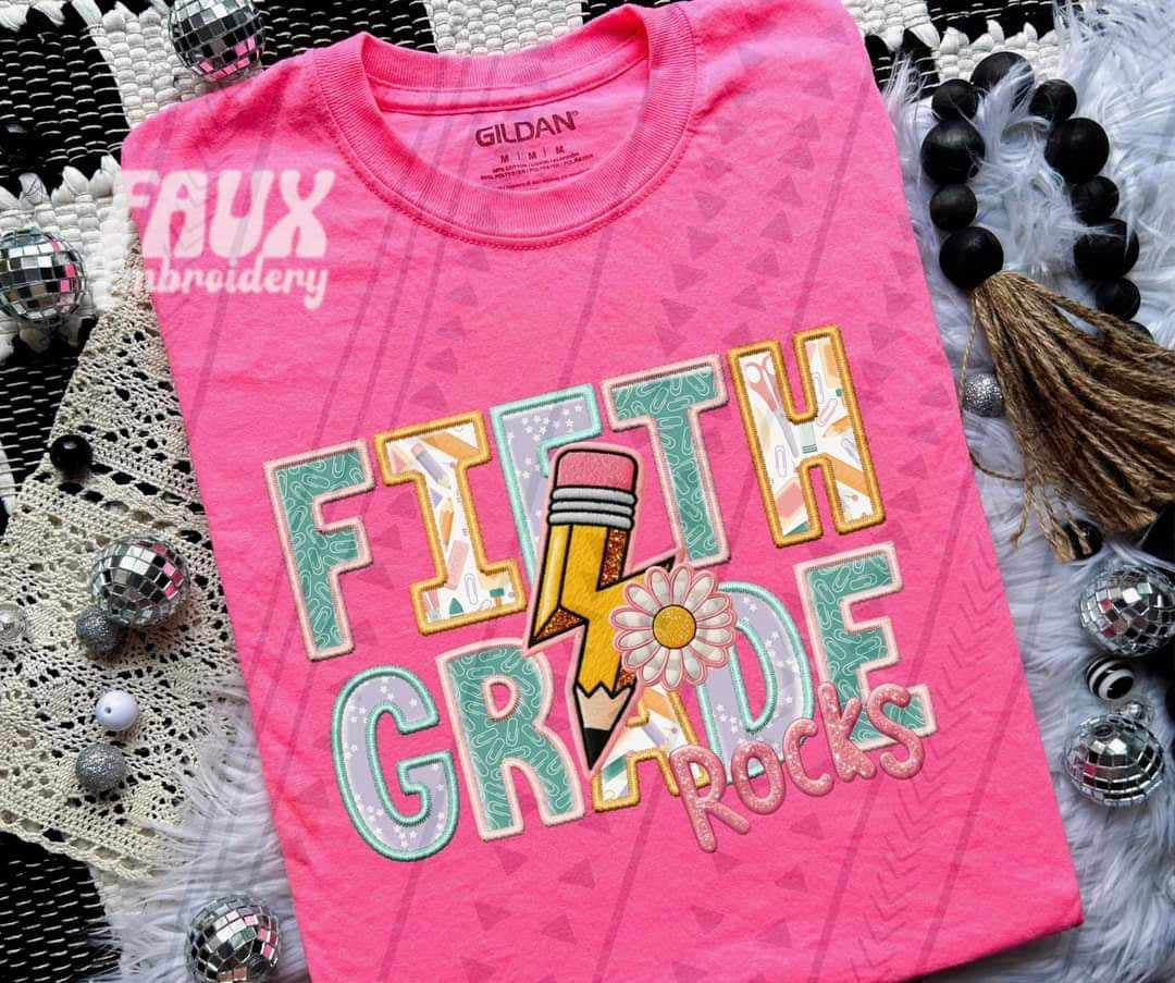 Fifth grade rocks embroidery GIRL 39032 DTF transfer