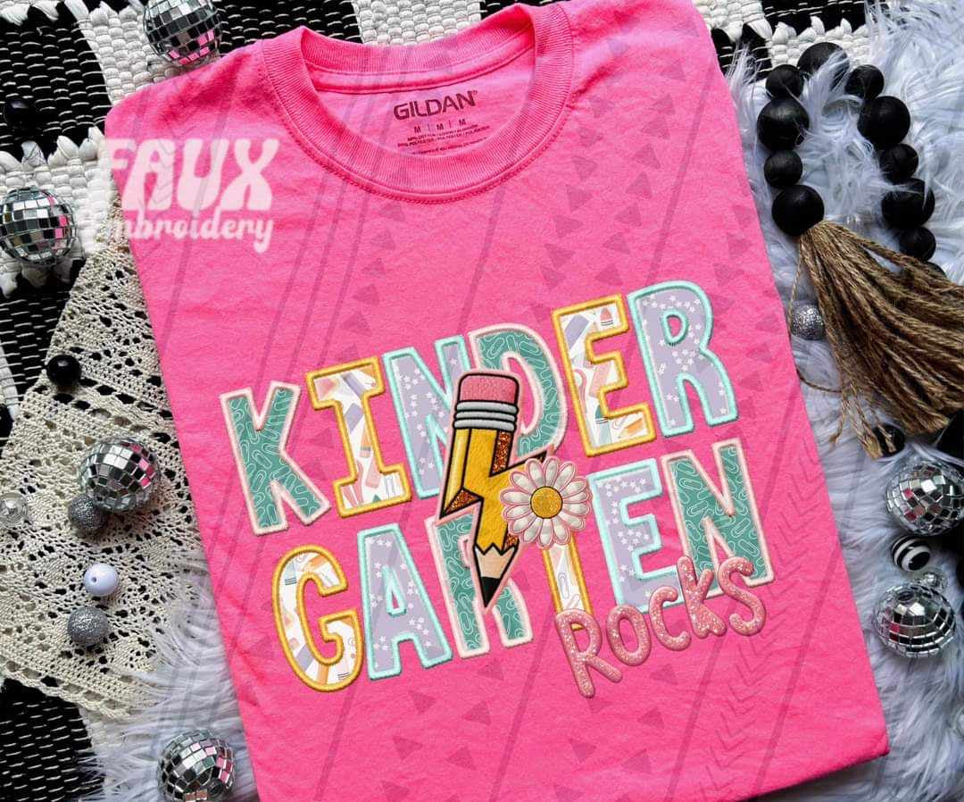 Kindergarten rocks embroidery GIRL 39027 DTF transfer