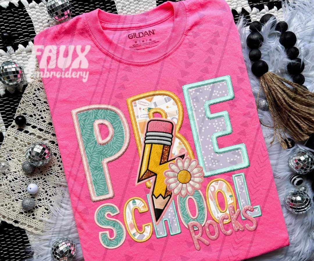 Preschool rocks embroidery GIRL 39026 DTF transfer