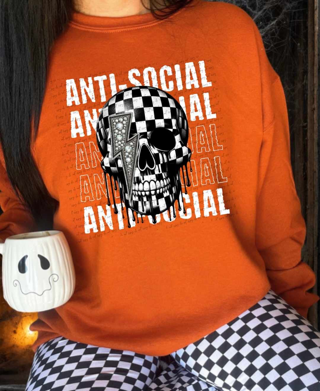 Anti-social stacked skull 39110 DTF transfer