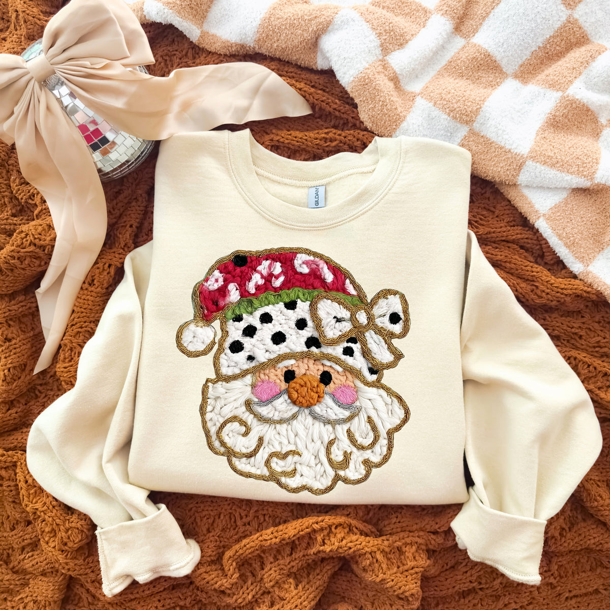 Faux yarn Santa polkadot DTF transfer