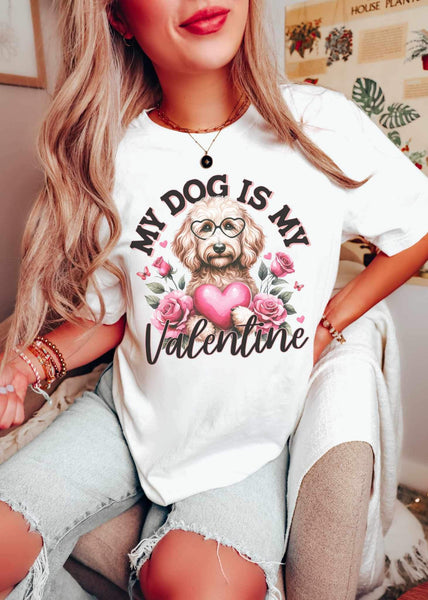 My dog is my valentine fluffy dog 19360 DTF Transfer