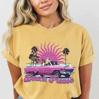 Beach please dogs in pink car 27674 DTF transferr