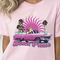 Beach please dogs in pink car 27674 DTF transferr