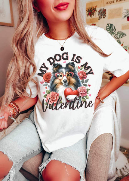 My dog is my valentine black and brown collie 19354 DTF Transfer